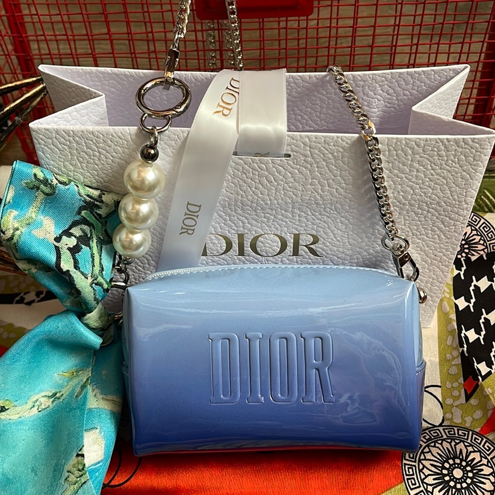 Dior Mini Cosmetic Bag with strap and Pearl extender